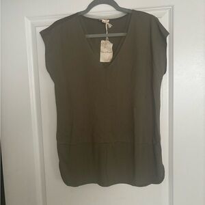 Hem & Thread Olive V-Neck Blouse